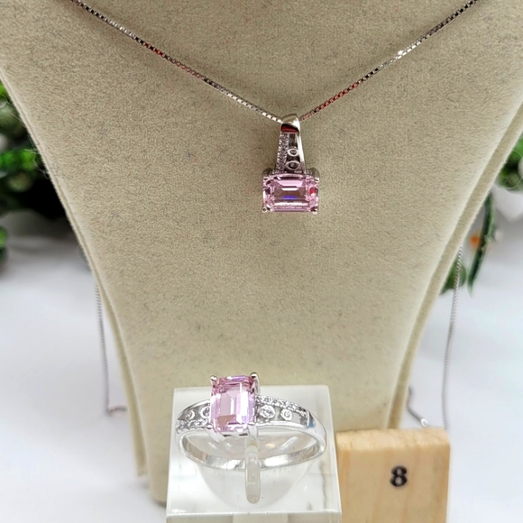 ⚘️Beautiful pink topaz necklace set - Picture 2 of 5